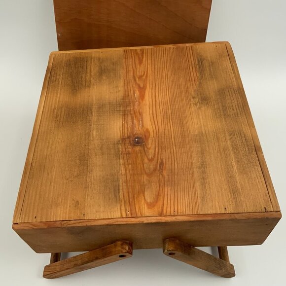 Handmade Vtg Folk Art Wood Sewing Box Carrying Case Hand Painted Cover - Picture 3 of 13